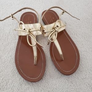 Kate Spade Carolina Gold Metallic Leather Thong Sandals sz9.5